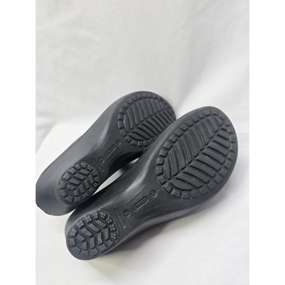 Crocs Frances Mary Jane Wedge Mule Slip On Shoes Black Comfort Women’s Size 7 - Picture 5 of 8